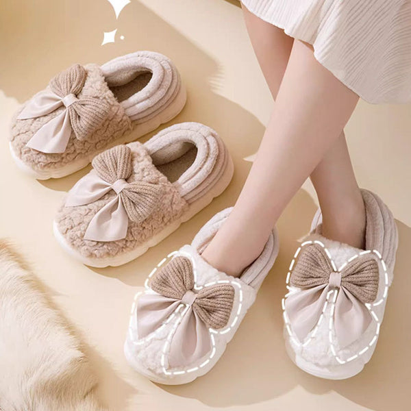 FluffySteps Cozy Bow Slippers – Ultimate Comfort & Style for Indoors and Outdoors